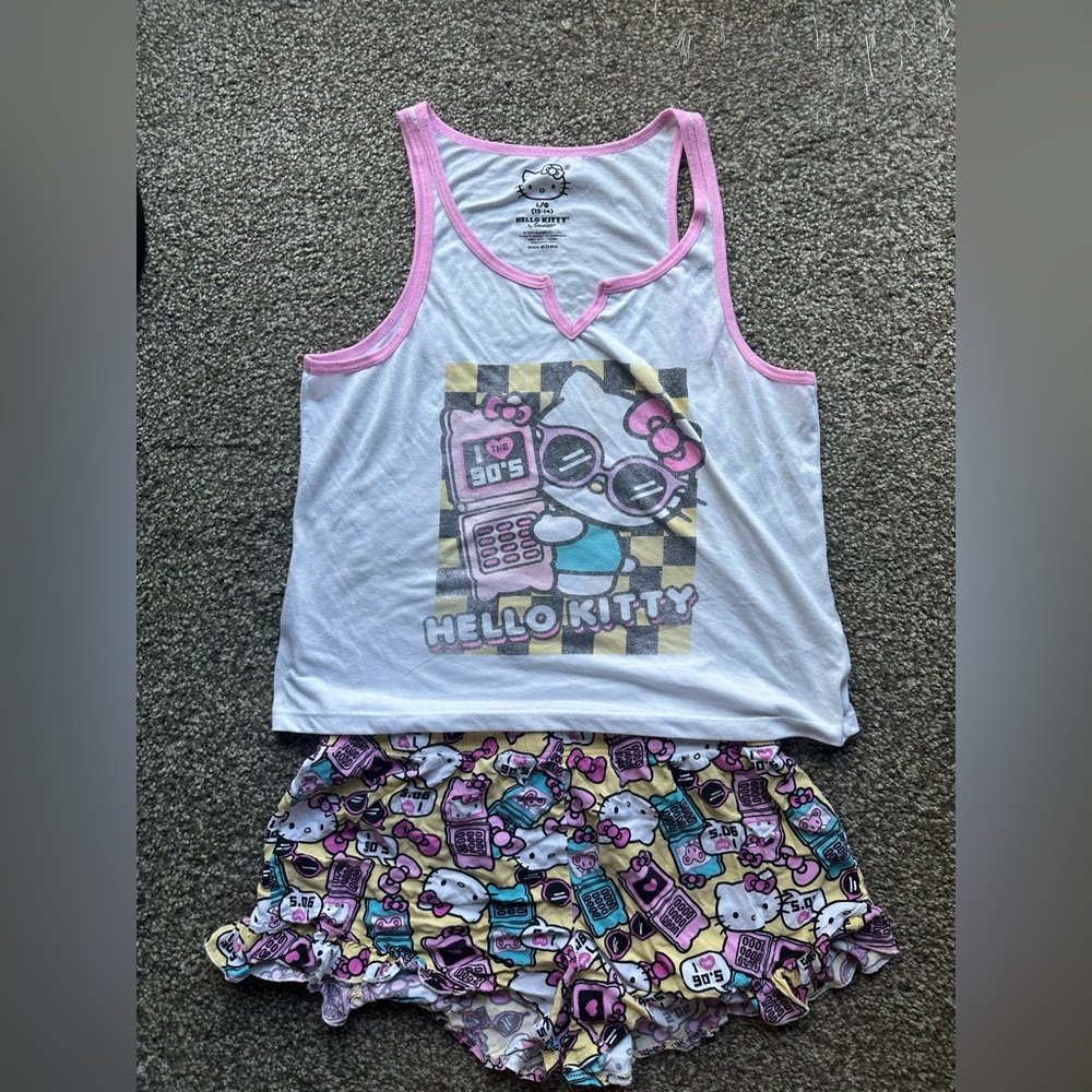Hello Kitty White and Pink 90s Pajama Set